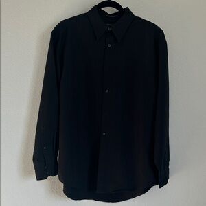 Geoffrey Beene Dress Shirt Black Long Sleeve Rayon Blend Button Front Sz M